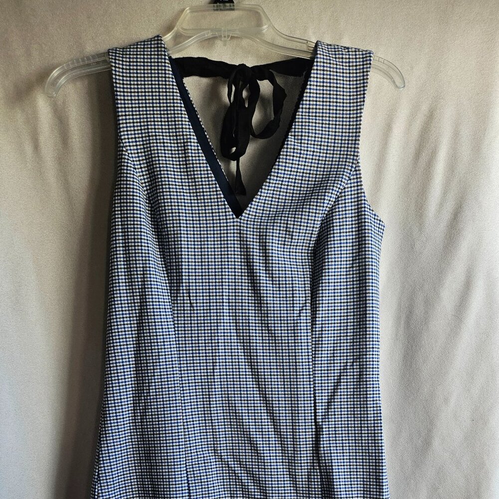 Banana Republic size 4 Tall Dress, blue, brown, tan plaid dress.